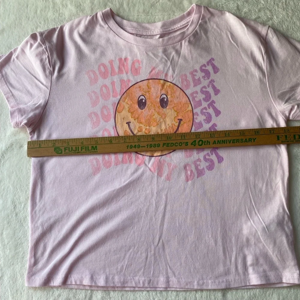 Art Class T-Shirt Pink‎ Graphic Smiley Face Positive Doing My Best Size L 10/12